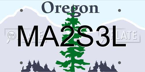 MA2S3L Oregon License Plate