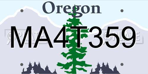 MA4T359 Oregon License Plate