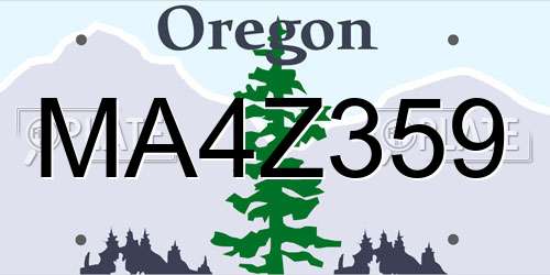 MA4Z359 Oregon License Plate