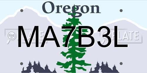 MA7B3L Oregon License Plate