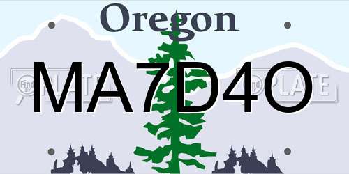 MA7D4O Oregon License Plate