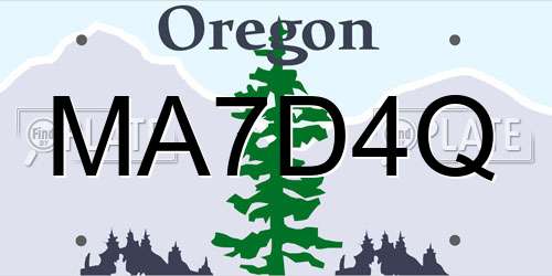 MA7D4Q Oregon License Plate