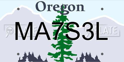 MA7S3L Oregon License Plate