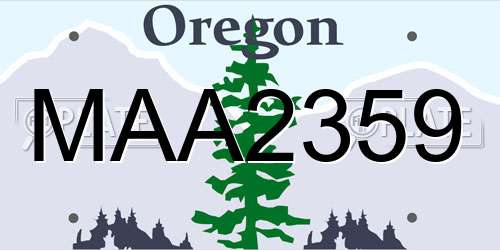 MAA2359 Oregon License Plate