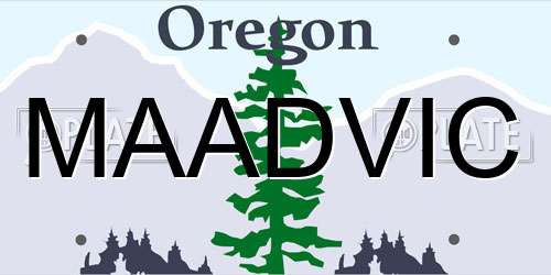 MAADVIC Oregon License Plate