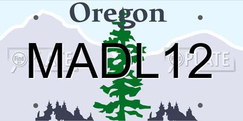 MADL12 Oregon License Plate
