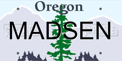 MADSEN Oregon License Plate