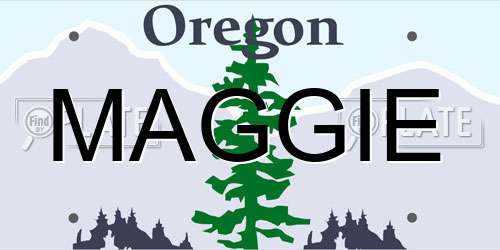 MAGGIE Oregon License Plate