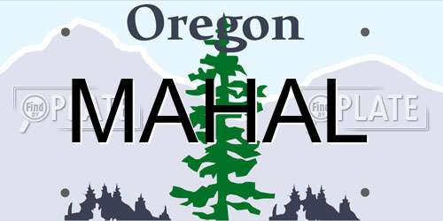 MAHAL Oregon License Plate