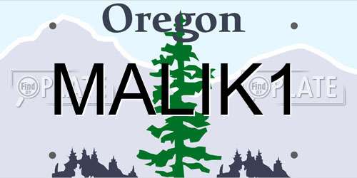 MALIK1 Oregon License Plate