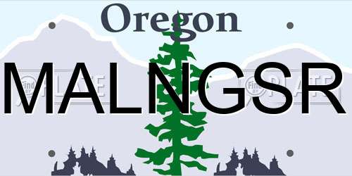 MALNGSR Oregon License Plate