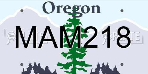 MAM218 Oregon License Plate