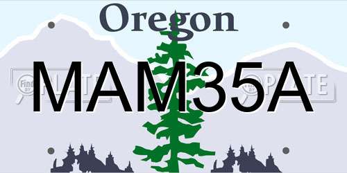 MAM35A Oregon License Plate