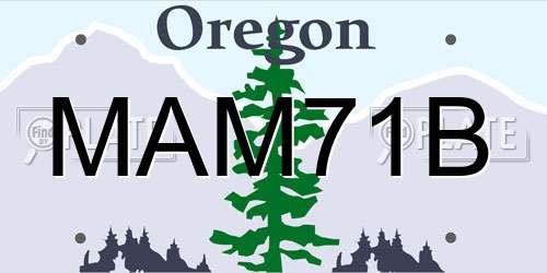 MAM71B Oregon License Plate