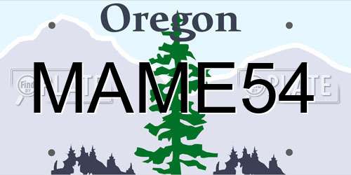 MAME54 Oregon License Plate