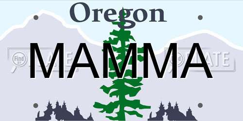 MAMMA Oregon License Plate