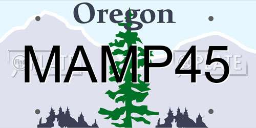 MAMP45 Oregon License Plate