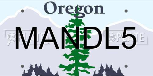 MANDL5 Oregon License Plate