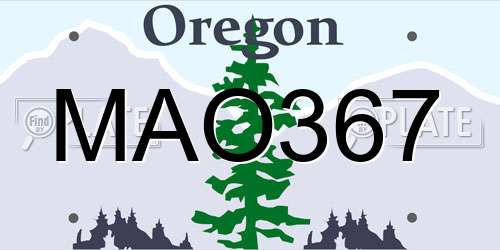 MAO367 Oregon License Plate