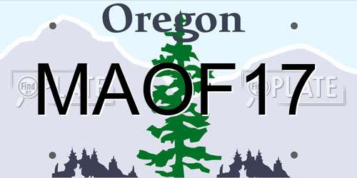 MAOF17 Oregon License Plate