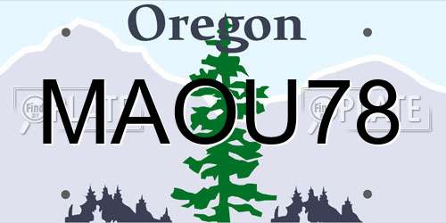 MAOU78 Oregon License Plate