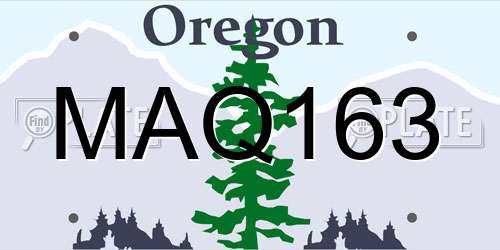 MAQ163 Oregon License Plate