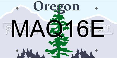 MAQ16E Oregon License Plate