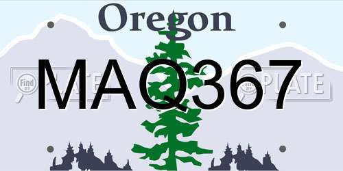 MAQ367 Oregon License Plate