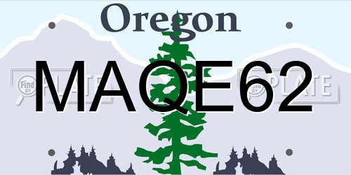 MAQE62 Oregon License Plate