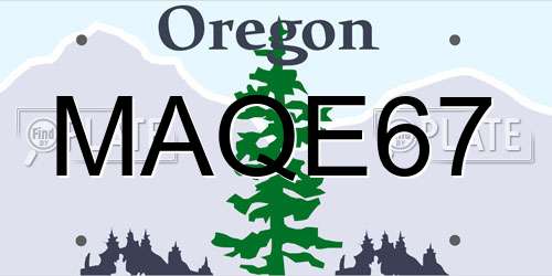 MAQE67 Oregon License Plate