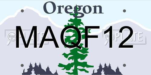 MAQF12 Oregon License Plate