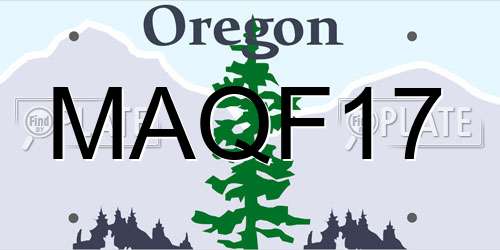 MAQF17 Oregon License Plate