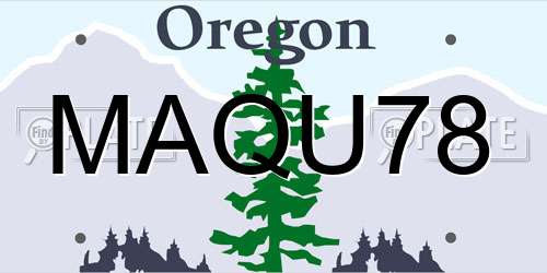 MAQU78 Oregon License Plate