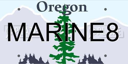 MARINE8 Oregon License Plate