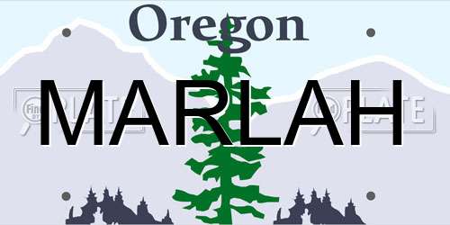 MARLAH Oregon License Plate