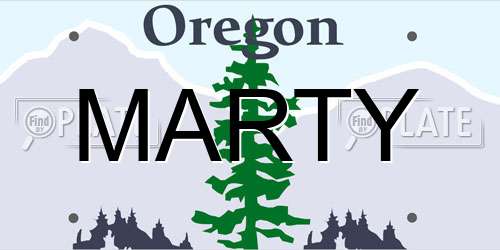 MARTY Oregon License Plate