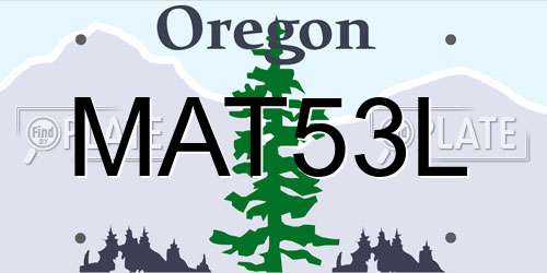 MAT53L Oregon License Plate