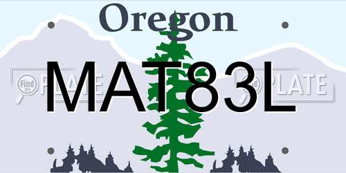 MAT83L Oregon License Plate