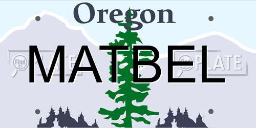 MATBEL Oregon License Plate