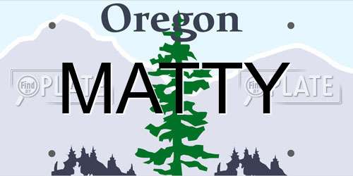 MATTY Oregon License Plate