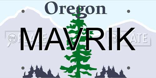 MAVRIK Oregon License Plate