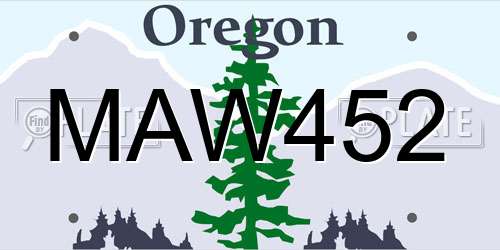MAW452 Oregon License Plate