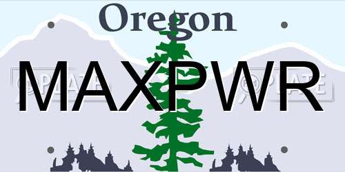 MAXPWR Oregon License Plate