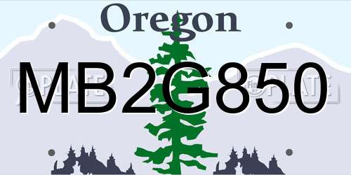 MB2G850 Oregon License Plate