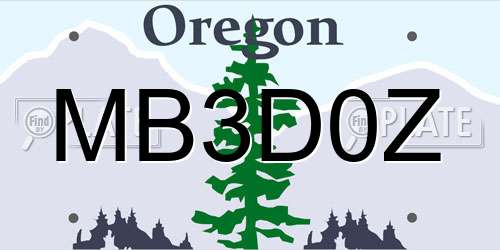 MB3D0Z Oregon License Plate