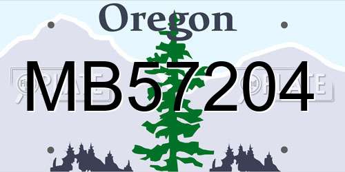 MB57204 Oregon License Plate