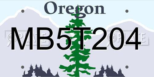 MB5T204 Oregon License Plate