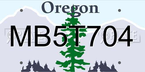 MB5T704 Oregon License Plate