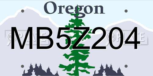 MB5Z204 Oregon License Plate