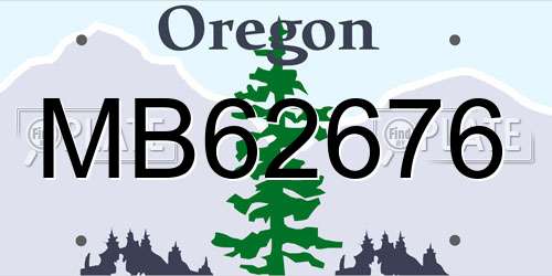 MB62676 Oregon License Plate
